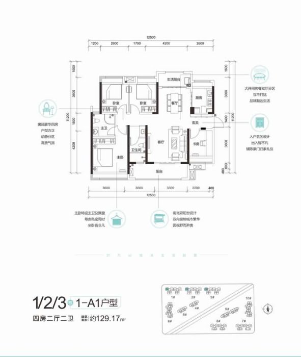 长通熙园129平米户型图 